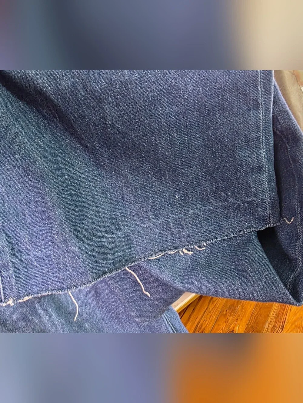 Uniqlo High Rise Wide Leg Jeans Distressed Raw Hem Denim - Picture 7 of 7